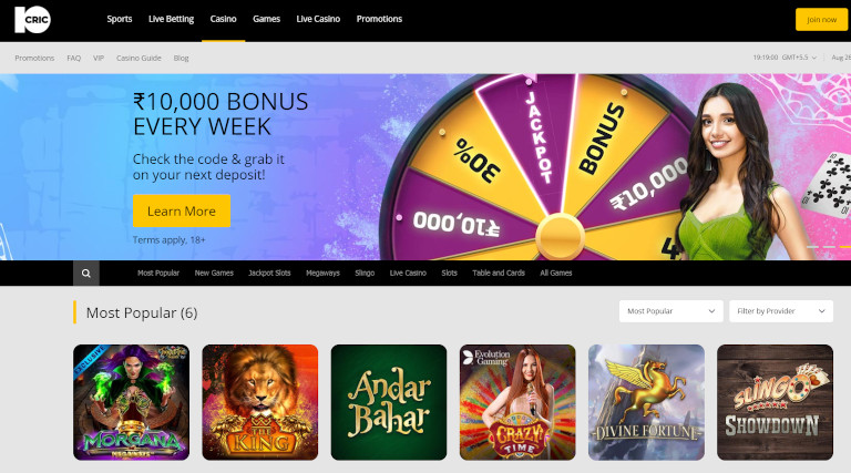 10Cric Casino Homepage Screenshot