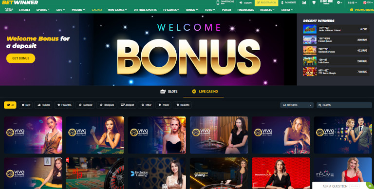 Betwinner India Homepage