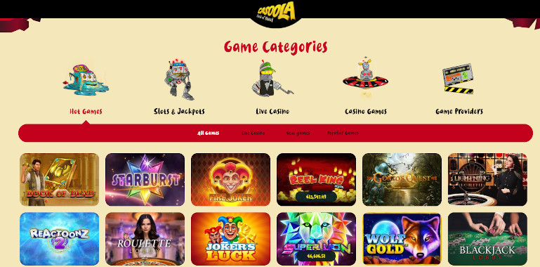 Casoola Casino India Game Selection