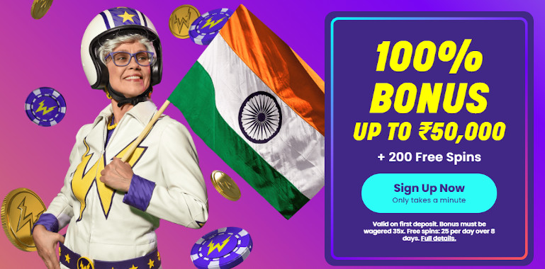 Wildz Casino India Homepage Screenshot with Welcome Offer