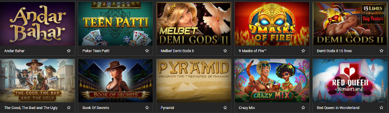 Melbet Casino India Game Selection