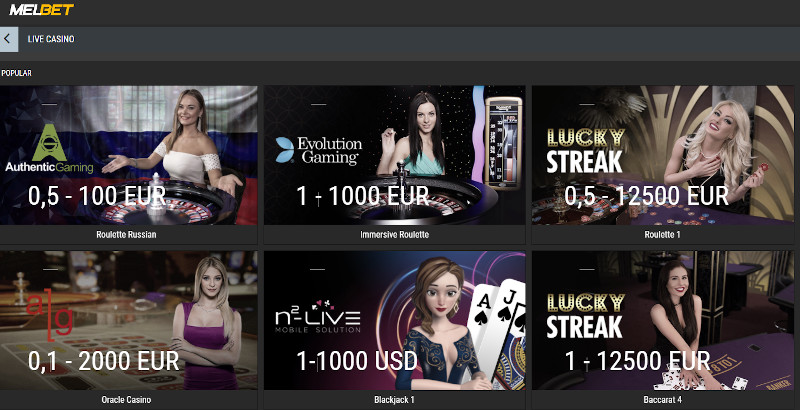 Melbet Casino and Sportsbook India Live Casino