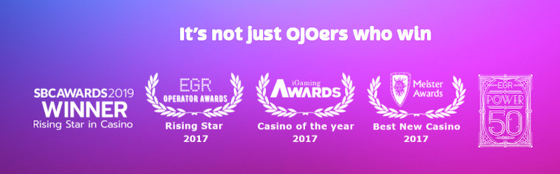 PlayOjo Casino India Awards won by the casino and platform