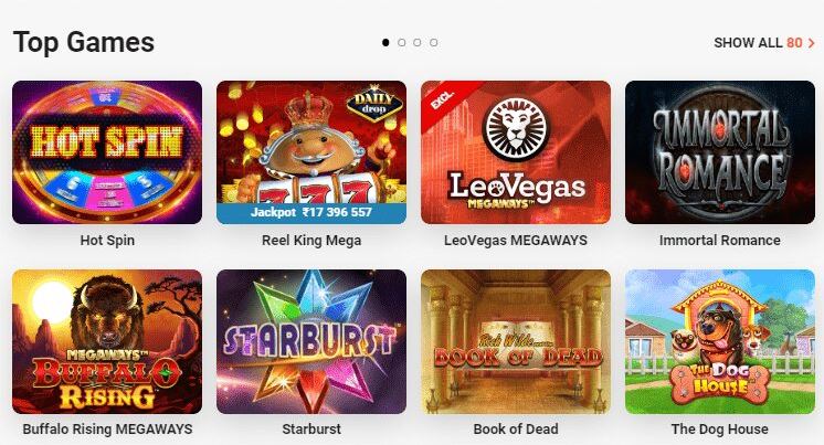 LeoVegas Casino India Game Selection