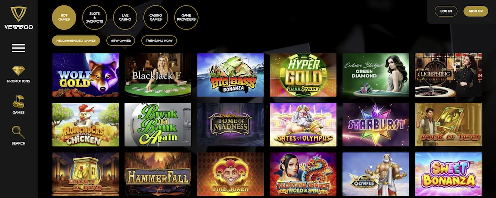Vegasoo casino game selection